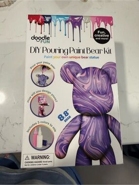 DIY Pouring Paint Bear Kit – Purple Marble Bear (8.8")
